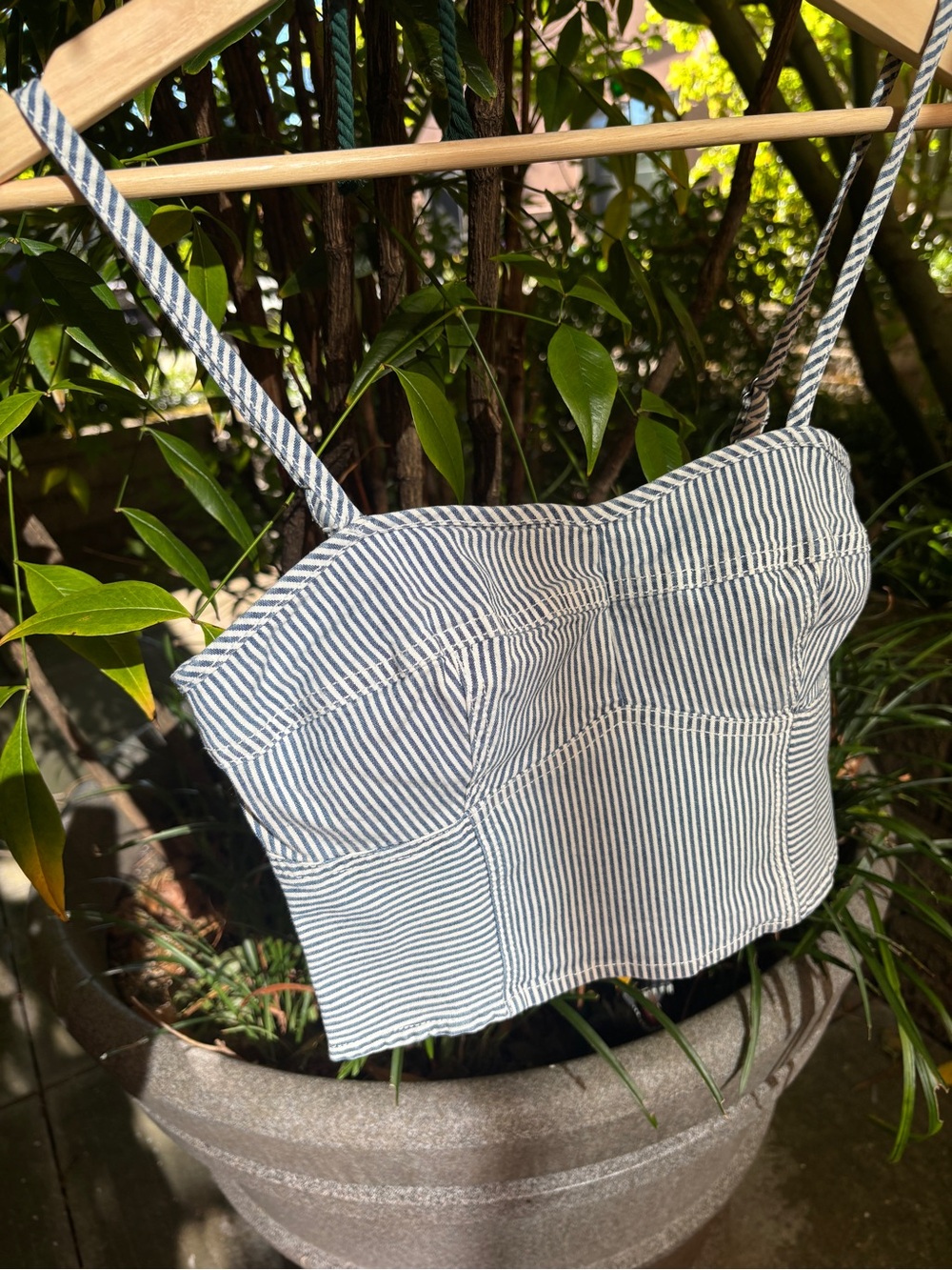 Crop Top Striped Blue and White~Universal Thread
